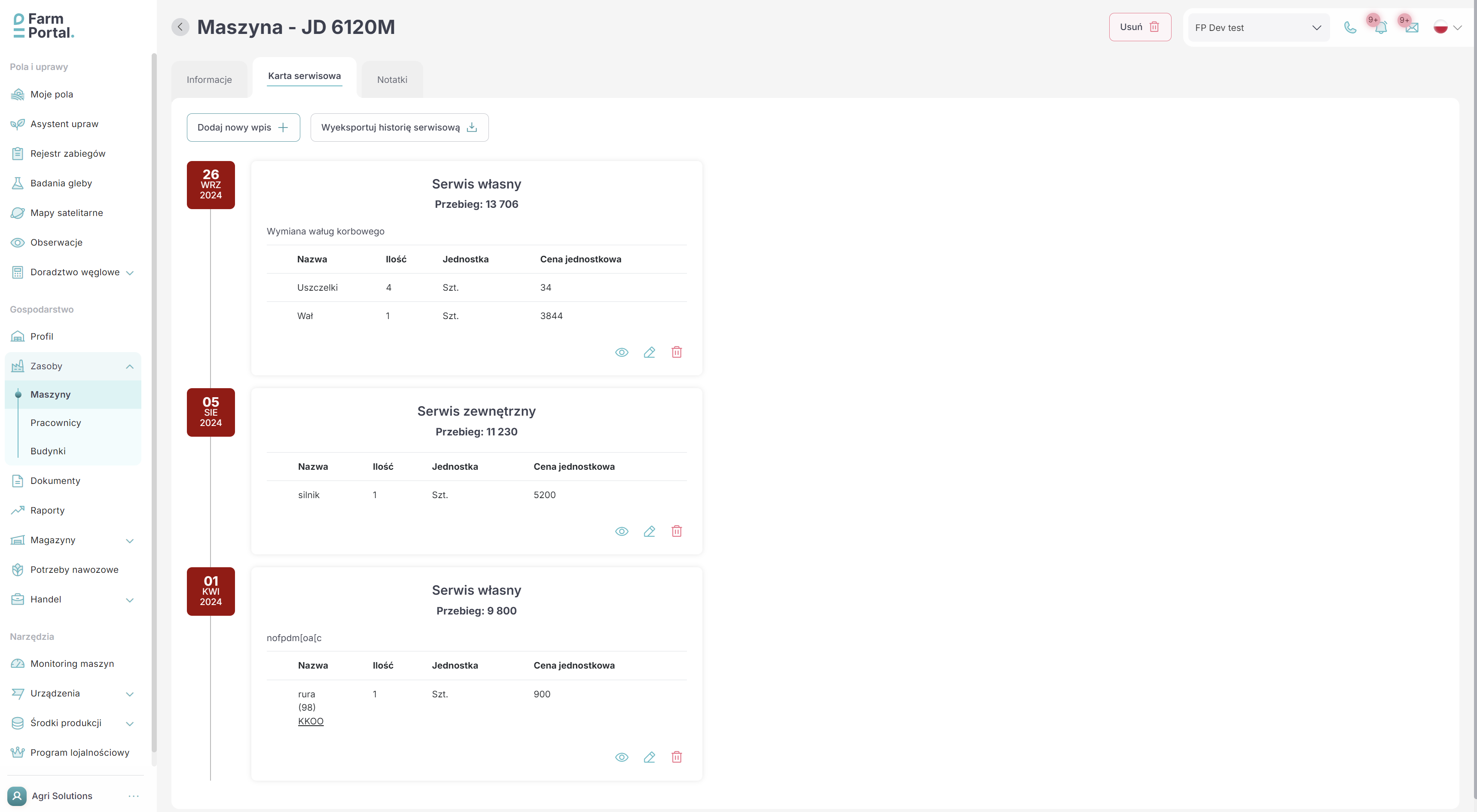 FarmPortal – zarządzanie parkiem maszynowym i karty serwisowe